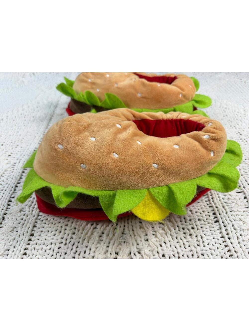 Hamburger Slippers - Plush Cheeseburger Slippers Novelty House Shoe Large